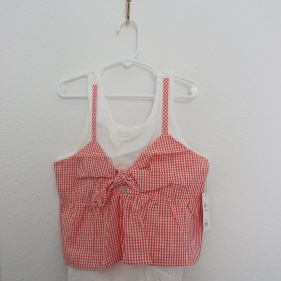 Girls Tie-Front Gingham Tank Top - Picture 6 of 10